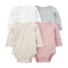 Kit body bebê 4 peças manga longa coruja floral multicor | Carter's