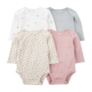 Kit body bebê 4 peças manga longa coruja floral multicor | Carter's