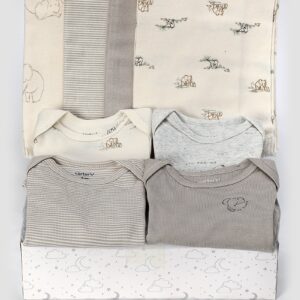 Kit body bebê 4 peças manga longa + kit cueiro 4 peças elefantes + caixa presente M multicor | Carter's