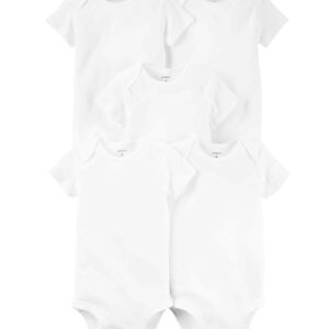 Kit Body Bebê 5 Peças Manga Curta Lisos Branco | Carter's