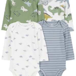Kit body bebê 4 peças dinossauros e listras multicor | Carter's
