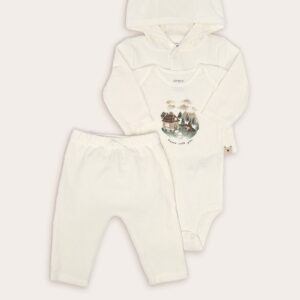 Enxoval bebê conjunto longo 3 peças fleece com capuz + caixa de presente M multicor | Carter's