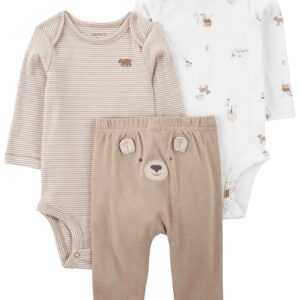 Conjunto longo bebê 3 peças ursinho listrado multicor | Carter's