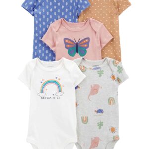 Kit body bebê 5 peças ombros transpassados multicor | Carter's
