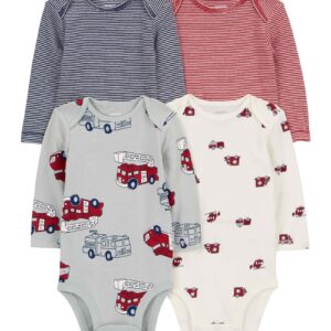 Kit body bebê 4 peças bombeiros listrado multicor | Carter's