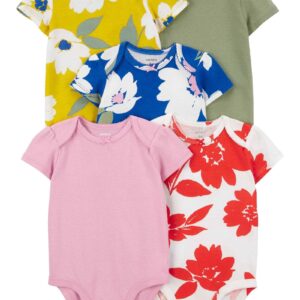 Kit body bebê 5 peças floral de manga curta multicor | Carter's