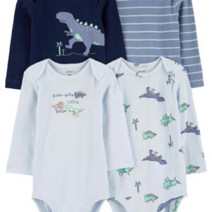 Kit body bebê 4 peças dinossauros listras azul | Carter's