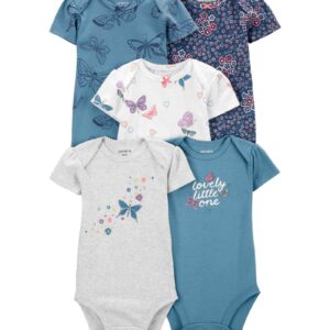 Kit body bebê 5 peças de floral e borboletas multicor | Carter's 