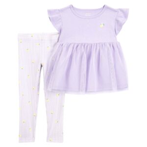 Conjunto longo bebê 2 peças com tule e frutinhas lilás | Carter's
