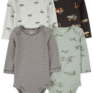 Kit body bebê 4 peças manga longa aviões e carros multicor | Carter's
