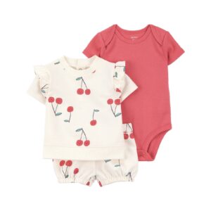 Conjunto curto bebê 3 peças cerejas multicor | Carter's