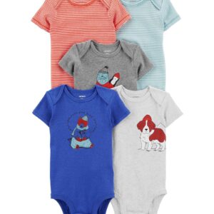 Kit body bebê 5 peças listras e bichinhos multicor | Carter's
