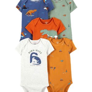 Kit body bebê 5 peças manga curta dinossauros multicor | Carter's