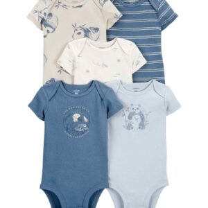 Kit body bebê 5 peças ombros transpassados panda multicor | Carter's