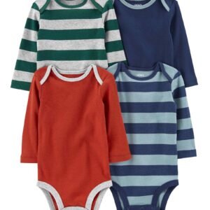 Kit body bebê 4 peças manga longa com listras multicor | Carter's