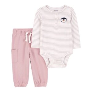 Conjunto longo bebê 2 peças pinguim listrado multicor | Carter's