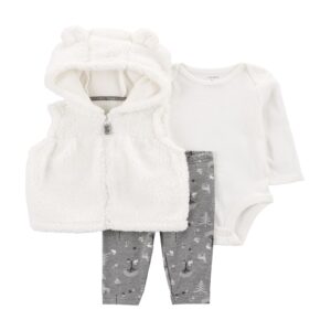 Conjunto longo bebê 3 peças sherpa capuz orelhinha multicor | Carter's