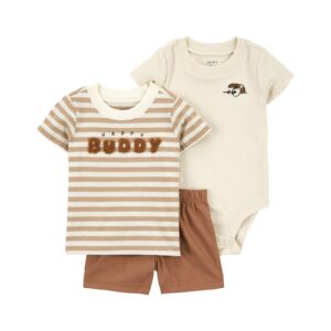 Conjunto curto bebê 3 peças happy buddy multicor | Carter's
