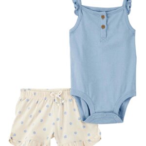 Conjunto curto bebê 2 peças conchas com babados multicor | Carter's