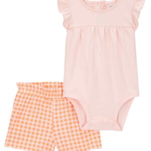 Conjunto curto bebê 2 peças xadrez com babados multicor | Carter's