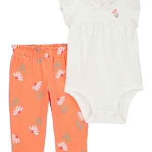 Conjunto longo bebê 2 peças floral com babados multicor | Carter's