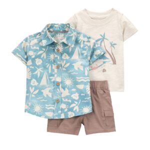 Conjunto curto bebê 3 peças ícones de ilha multicor | Carter's