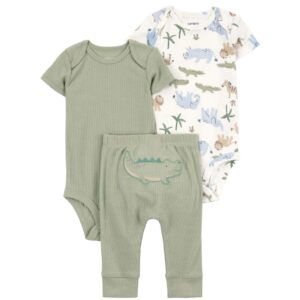 Conjunto longo bebê 3 peças canelado jacaré multicor | Carter's