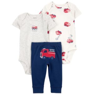 Conjunto longo bebê 3 peças bombeiro multicor | Carter's