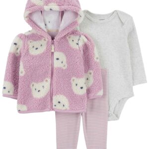 Conjunto longo bebê 3 peças sherpa capuz bichinho multicor | Carter's