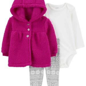 Conjunto longo bebê 3 peças sherpa capuz multicor | Carter's