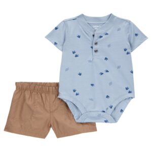 Conjunto curto bebê 2 peças estampa pegadas multicor | Carter's