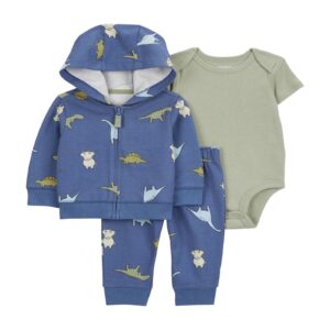 Conjunto longo bebê 3 peças moletom dinossauro multicor | Carter's