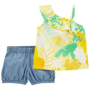 Conjunto curto bebê 2 peças assimétrica jeans multicor | Carter's