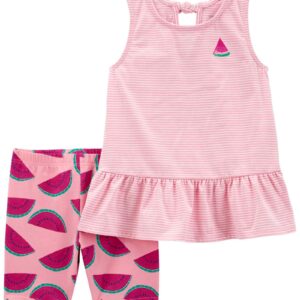 Conjunto curto bebê 2 peças babados folhagem rosa | Carter's