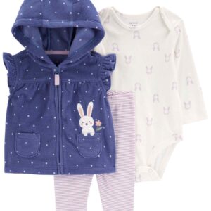 Conjunto longo bebê 3 peças fleece capuz coelho multicor | Carter's
