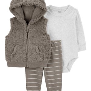 Conjunto longo bebê 3 peças sherpa listrado multicor | Carter's