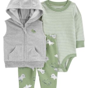 Conjunto longo bebê 3 peças fleece capuz dinossauro multicor | Carter's