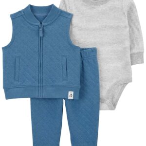 Conjunto longo bebê 3 peças mescla colete matelado multicor | Carter's