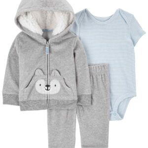 Conjunto longo bebê 3 peças mescla capuz com sherpa multicor | Carter's