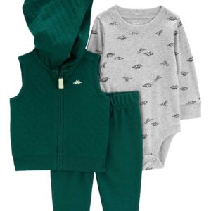 Conjunto longo bebê 3 peças mescla capuz matelado dino multicor | Carter's