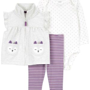 Conjunto longo bebê 3 peças gatinho listras poá multicor | Carter's