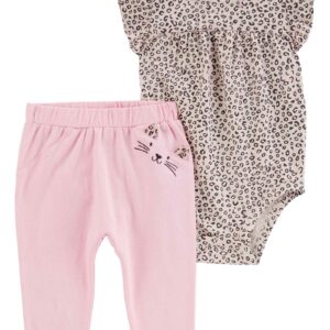 Conjunto longo bebê 2 peças onça com babados multicor | Carter's