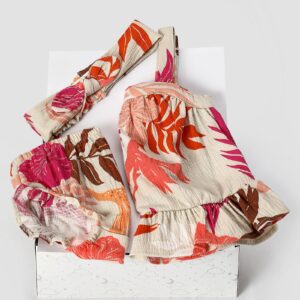 Kit conjunto curto bebê 2 peças folhagem + caixa presente P nuvens multicor | Carter's