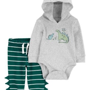 Conjunto longo de moletom bebê 2 peças dinossauro listrado multicor | Carter's