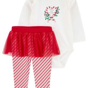 Conjunto longo bebê 2 peças de Natal coração vermelho | Carter's