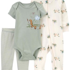 Conjunto longo bebê 3 peças tartaruga com listras multicor | Carter's