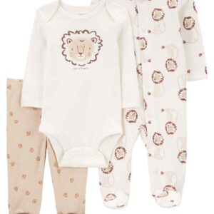Conjunto longo bebê 3 peças com elástico leão multicor | Carter's