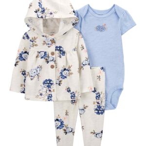 Conjunto longo bebê 3 peças capuz floral multicor | Carter's