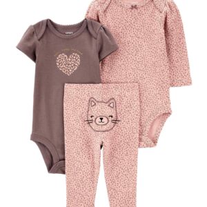 Conjunto longo bebê 3 peças animal print coração multicor | Carter's