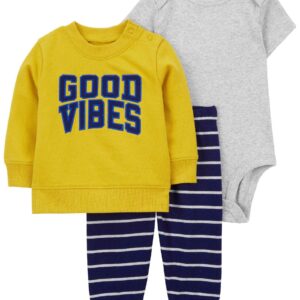 Conjunto longo de moletom bebê 3 peças good vibes multicor | Carter's